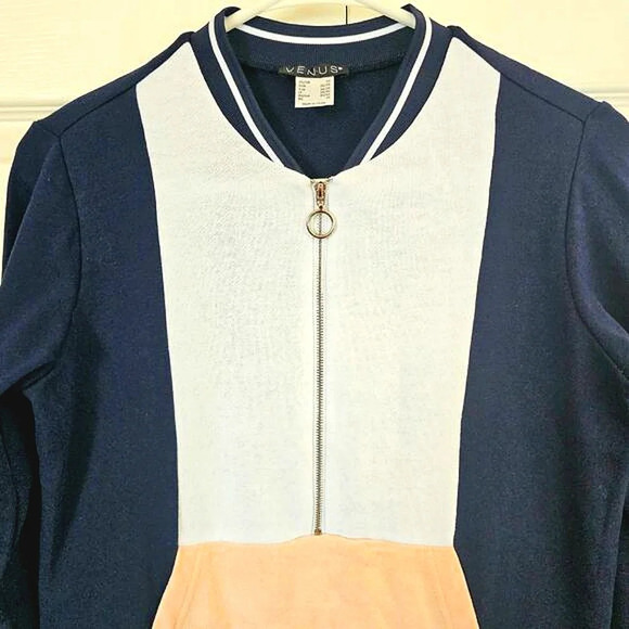 Venus Colorblock 3/4 Zip Sweatshirt, XS Blue White Pink - Picture 2 of 6